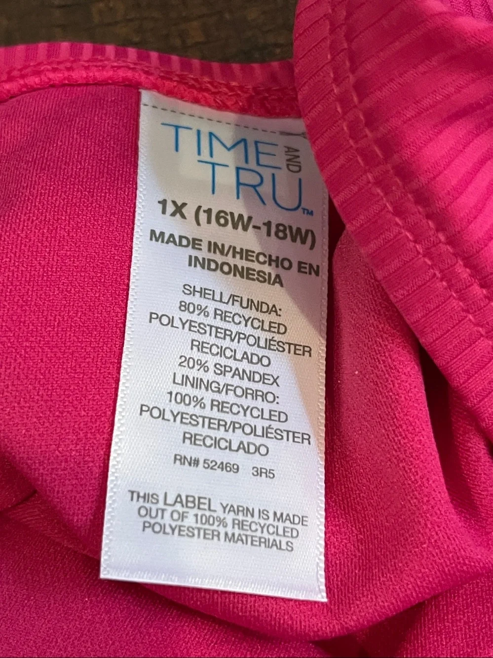 Time and Tru Women's Rib Side Tie Bikini Swim Bottom Size 1X (16W-18W) Fuchsia